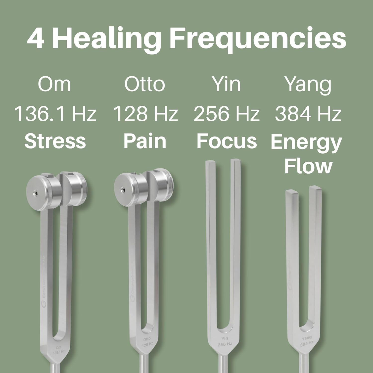 Resonance Tuning Forks for Healing Set - Weighted & Unweighted Tuning Fork Set Including 128Hz, 136Hz, 256Hz, 384Hz & Hockey Puck Activator - Chakra Sound Therapy Instruments in a Vegan Leather Pouch image number 2