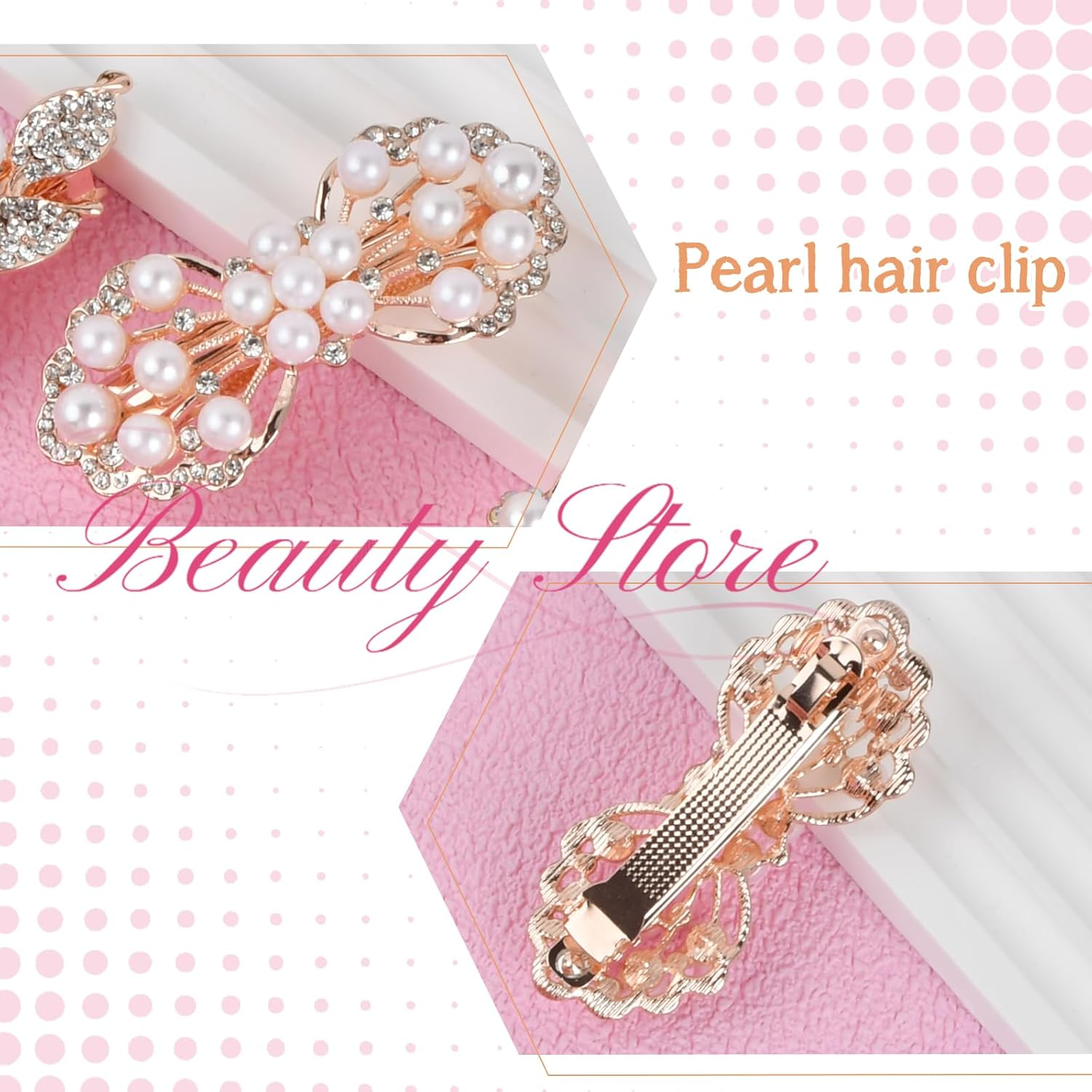 Pack of 4 Pearl Hair Clips for Women and Girls, Elegant Rhinestone Hair Clips with Flower Design, Bridal Hair Accessories for Wedding, Party, Everyday Life, Vintage Hair Accessories image number 6