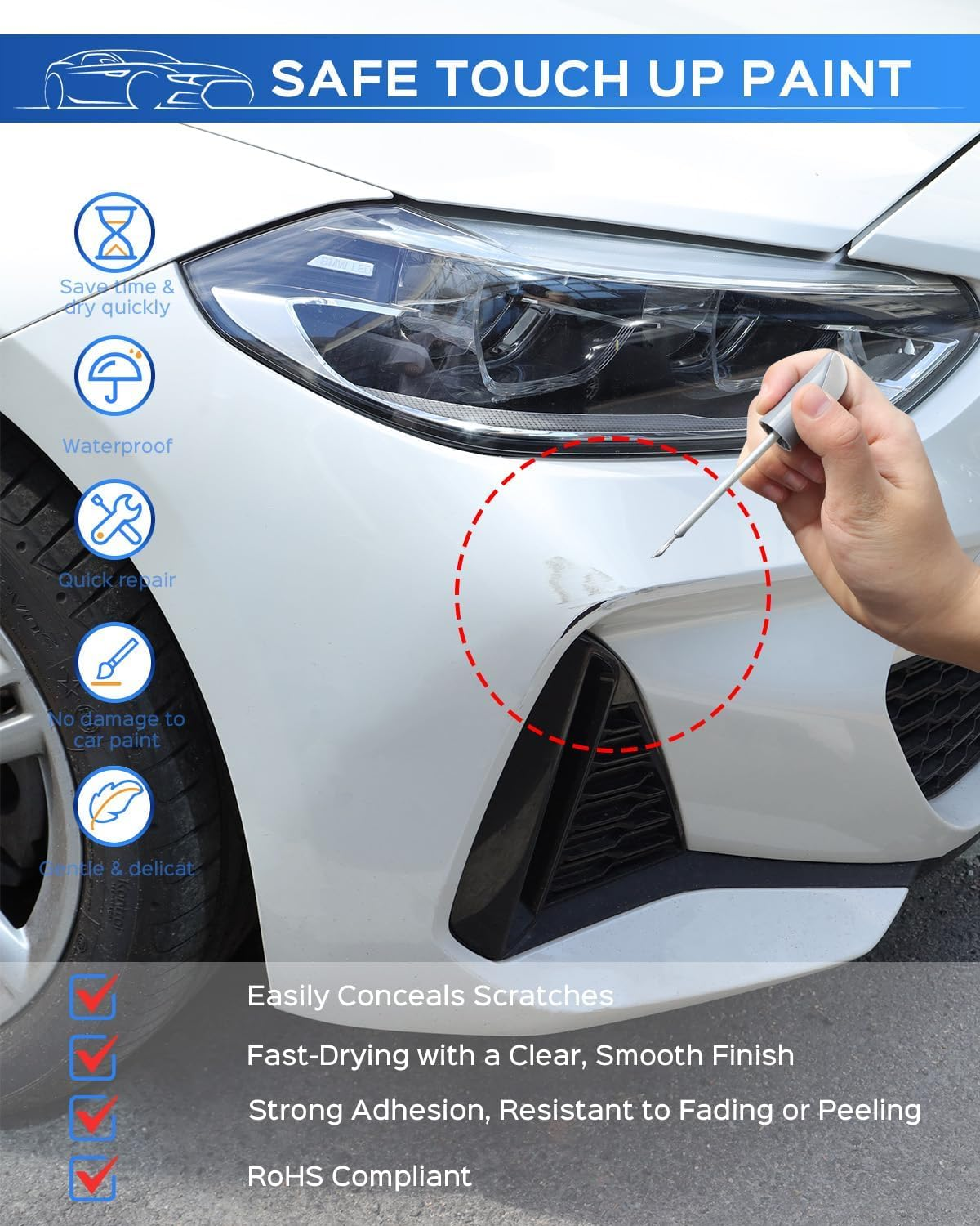 (WA2/WA8/WAF) Aurora White Touch up Paint Compatible with BYD Exact Match&ndash;Chips and Nicks Touch Up image number 2