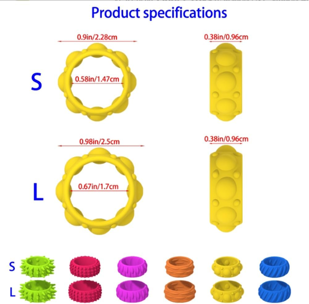 Sensory Fidget Toys for Autism Kids ,12 Pack Quiet Calming Spinner Rings Autism Stress Relief , Students Anxiety Relie image number 1