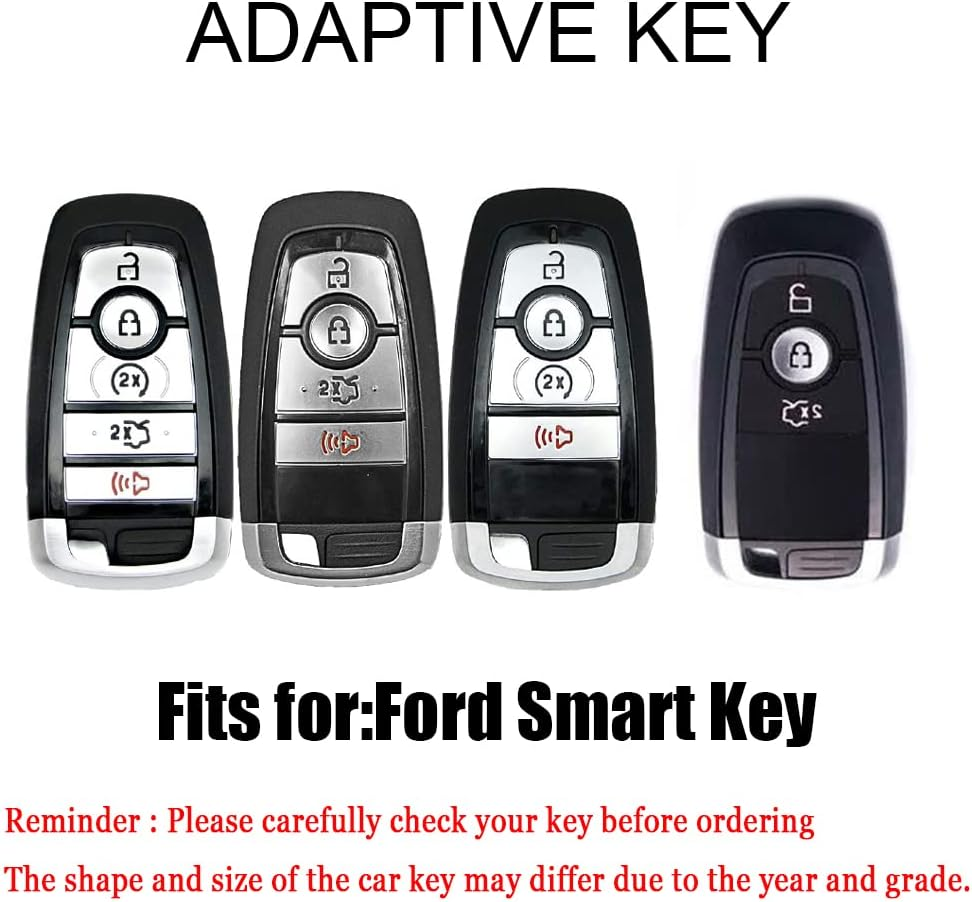 HIBEYO Leather Key Fob Cover for Ford F150 Explorer Mustang Fusion Edge Escape Mondeo Raptor F-250 F-350 F-450 F-550 Car Key image number 2