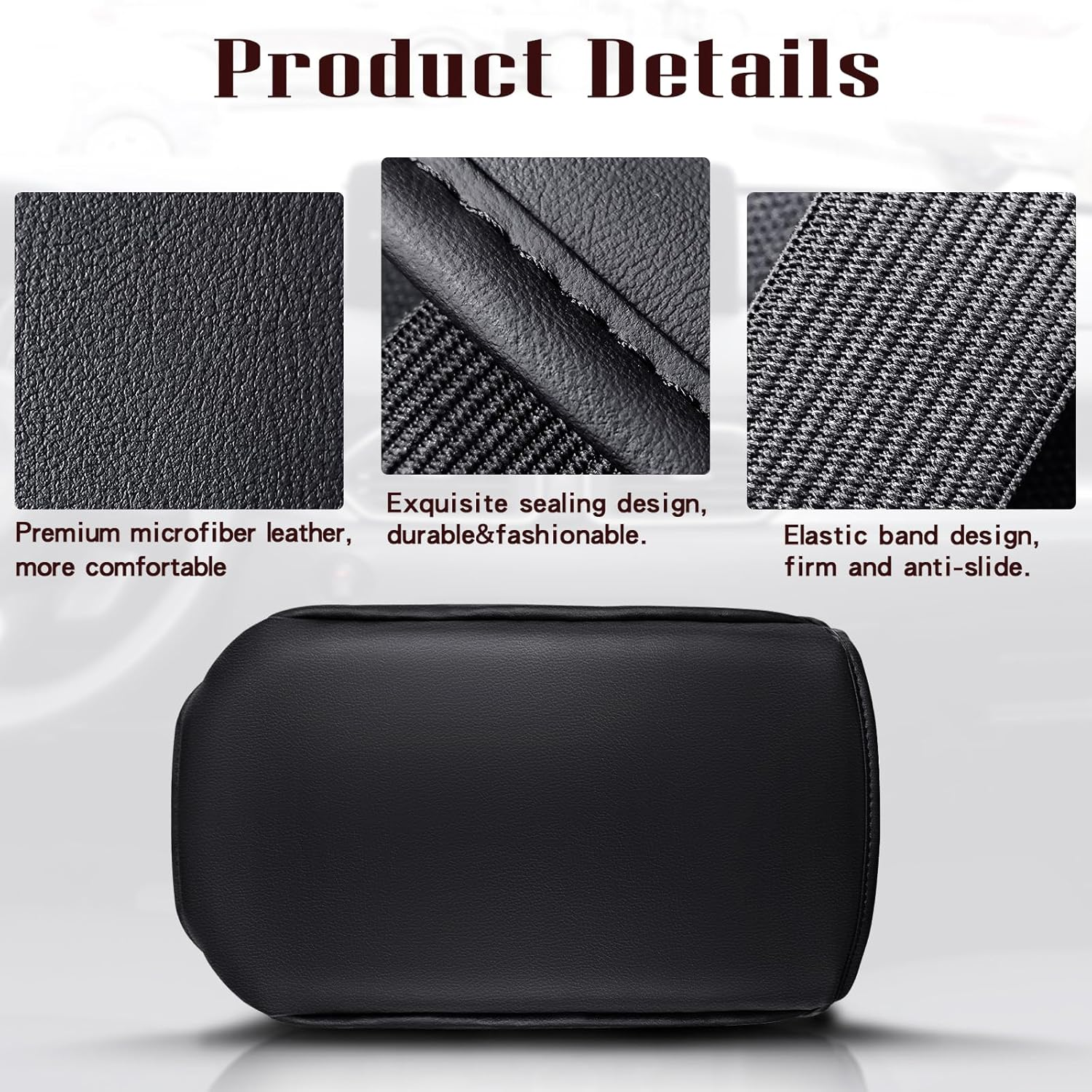 Auprite Center Console Cover for Mazda CX5 2018-2023 2024, Auto Center Console Cover Pad PU Leather Car Armrest Seat Box Cover Protector for Mazda CX5 Accessories (Black with Cushion Flat) - Black With Black Stitches image number 5