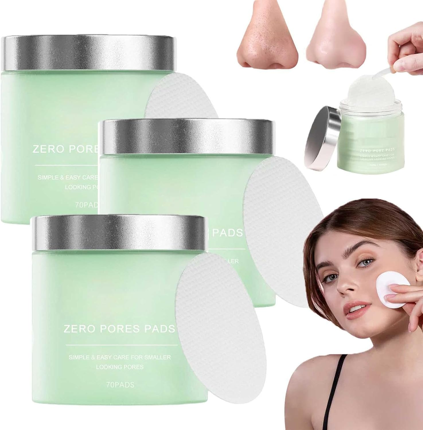 Zero Pore Pads, Korean Beauty Pore Pads, Deep Cleansing & Pore Minimizing, Dual-Textured Exfoliating Facial Pad to Smooths Skin Texture & Brightens Skin (1Pcs)