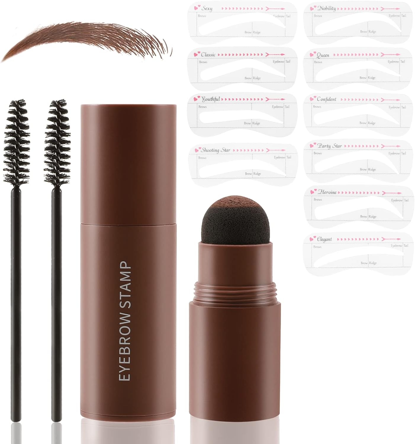 Boobeen Eyebrow Stamp, Eyebrow Stamp Stencil Shaping Kit, Eye Brow Filler Powder Long Lasting, Eyebrow Definer Makeup for Natural Brow