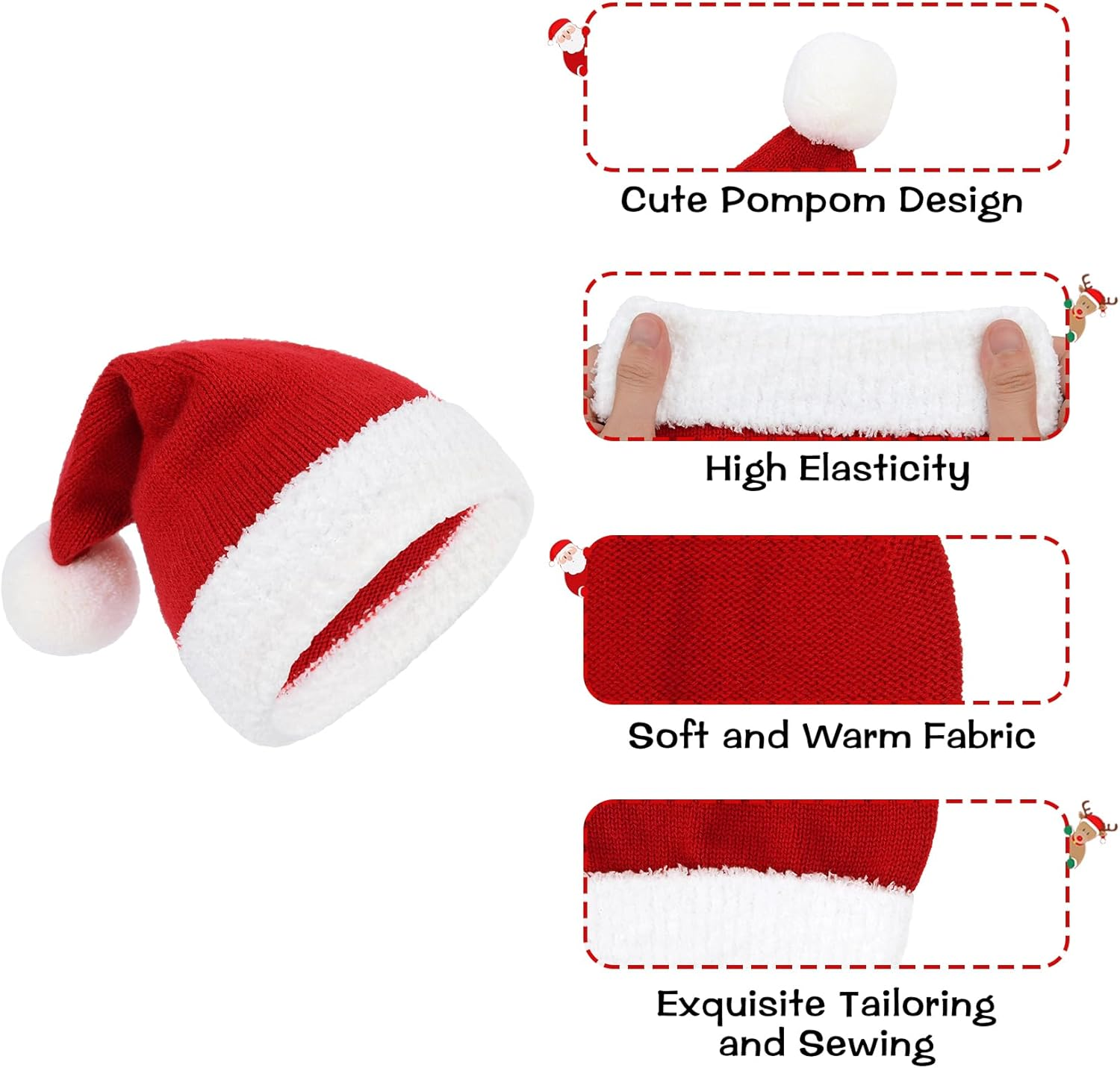 Century Star Baby Santa Hat Knit Baby Christmas Hat Infant Toddler Boy Girl Xmas Beanie Hats Winter Kids Santa Claus Hat image number 5