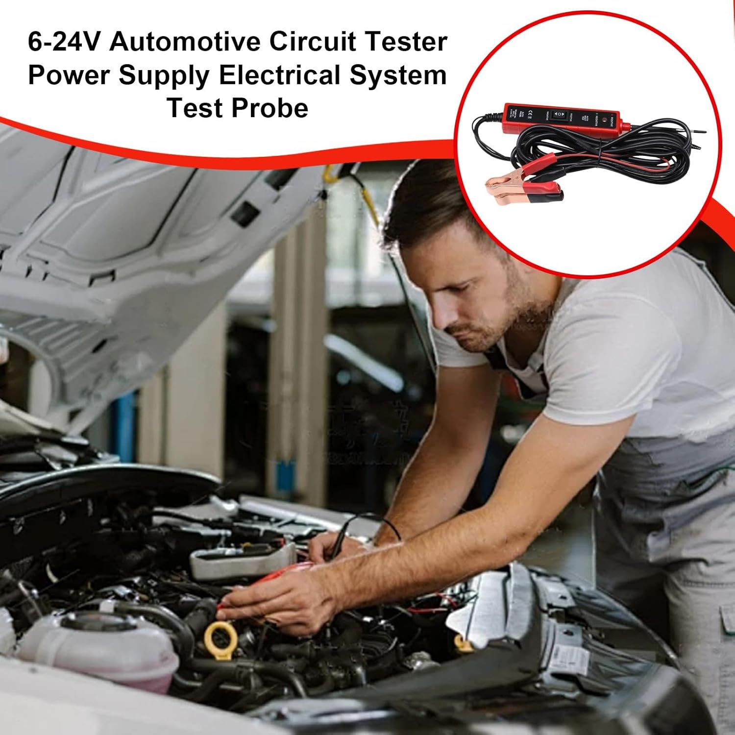 Electrical Circuit Tester, Automotive 6V-24V Voltage Probe Circuit Tester, Electrical System Tool, Short Finder Detector, Current Probe for Continuity Test image number 4