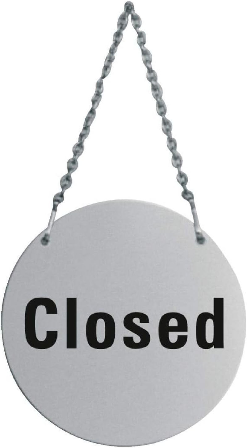 Vogue Stainless Steel Open/Closed Door Sign with Hanging Chain image number 1
