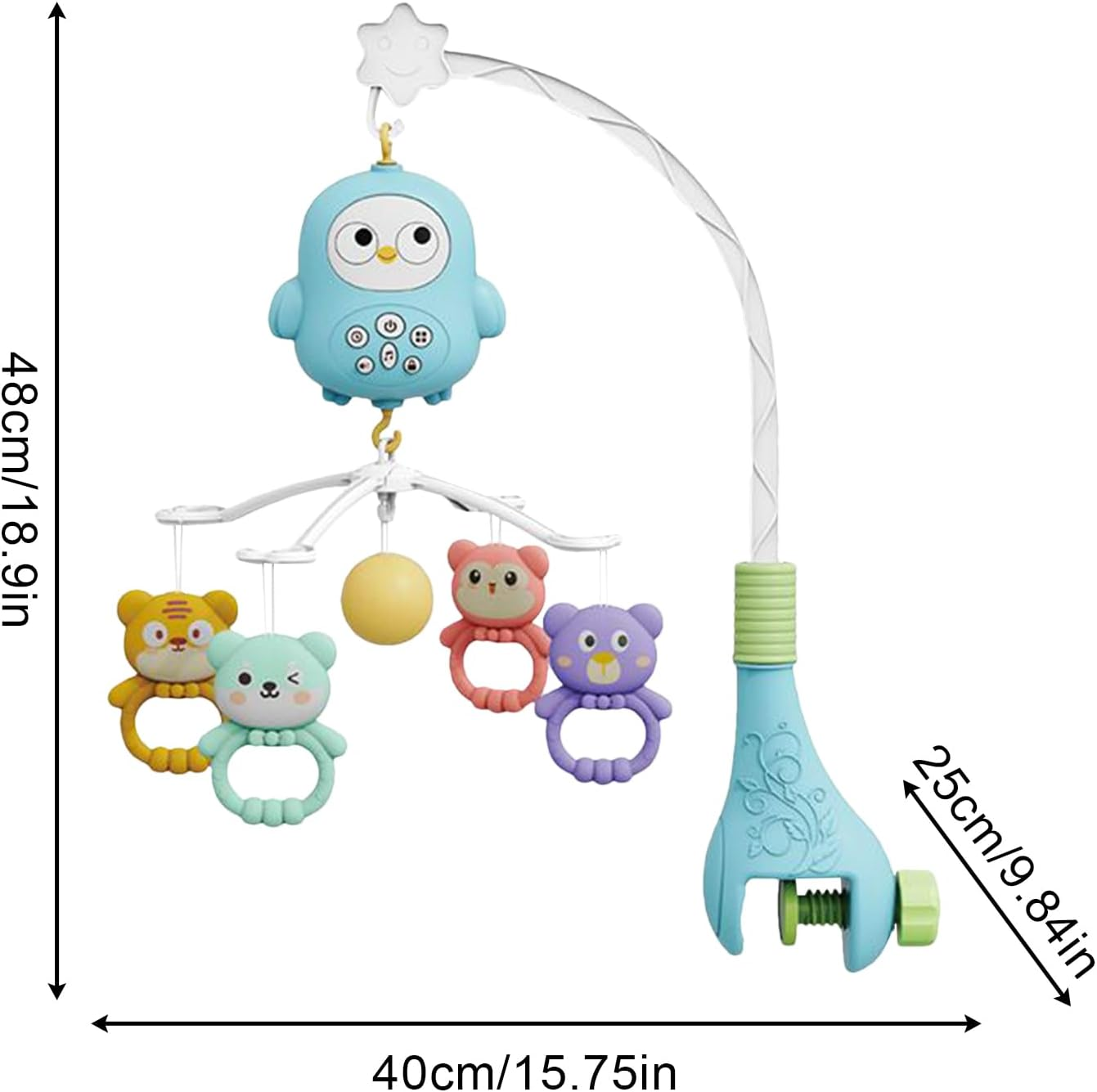 Crib Mobile - Baby Crib Mobile with Music | Musical Nursery Mobiles | Portable Travel Bed Toys | Cartoon Rattles | Toddler Bassinet Rattle Bed Bell for Nursery Bedside Playpen Girls Boys image number 4