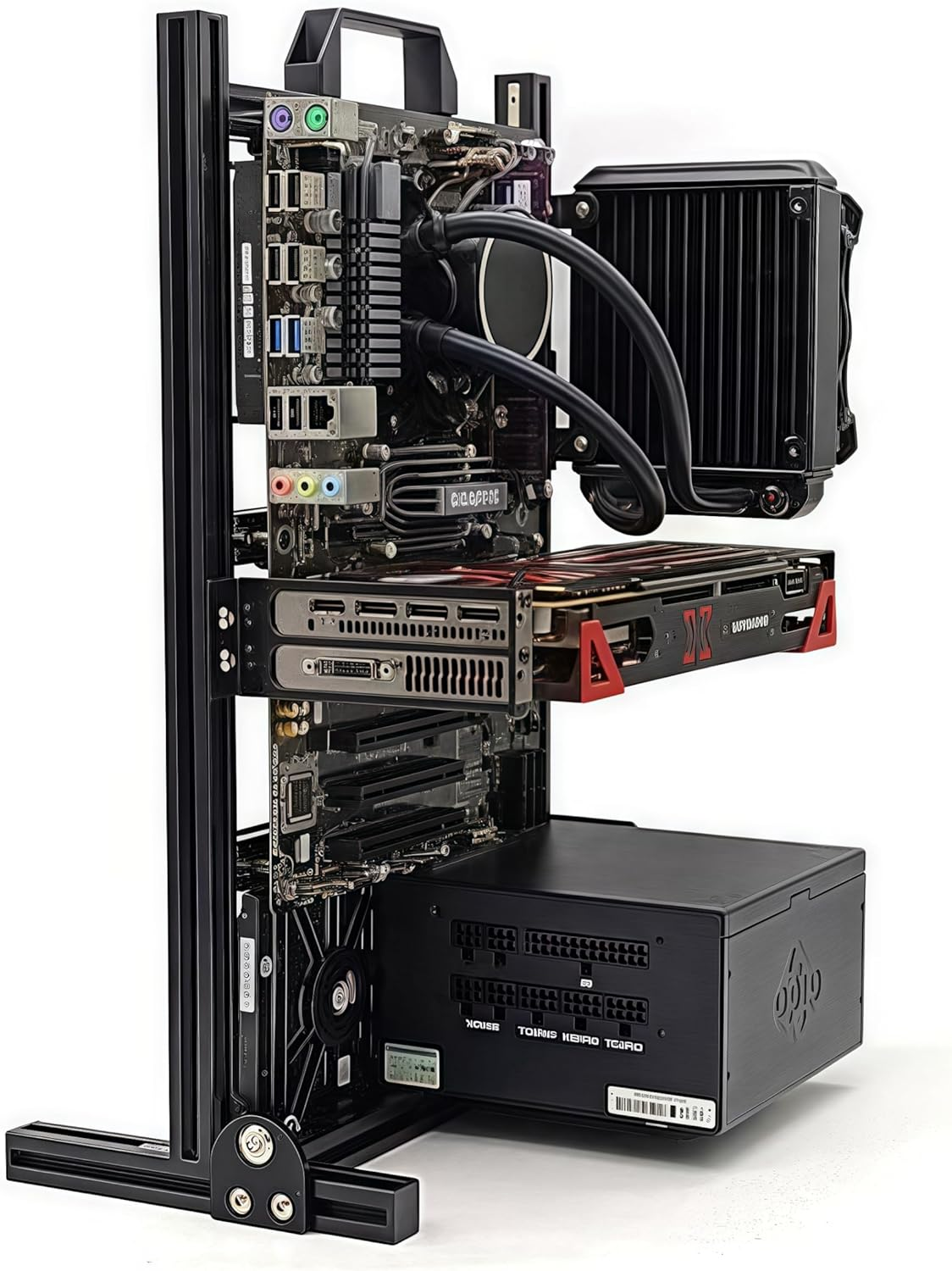 Open Air ITX Case, ITX Computer Case, DIY ITX PC Case, Open Aluminum Frame Chassis Compatible with ITX Motherboards and 17X17/17X19 Motherboards, and Water Cooling Chassis image number 6