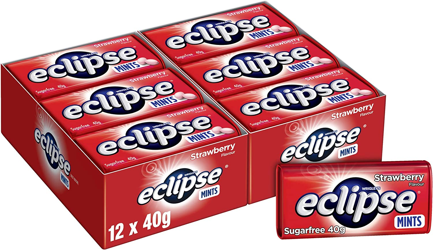 Eclipse Strawberry Sugar Free Mints 40G Tin (Case of 12)