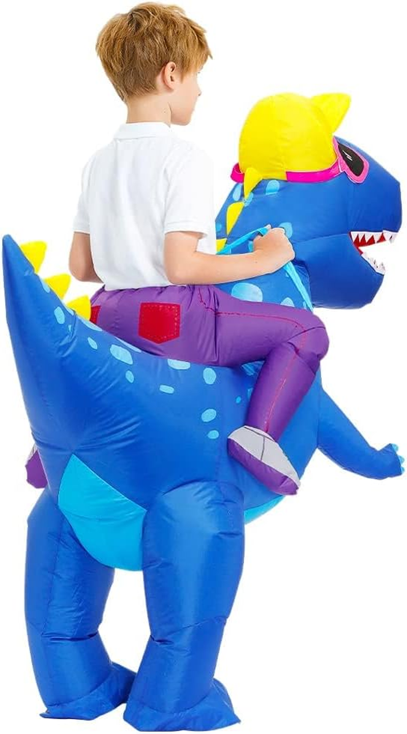 Inflatable Dinosaur Costume Riding T-Rex Air Blow up Easter Costume. Suitable for Outdoor Activities, Parties, Blue image number 3