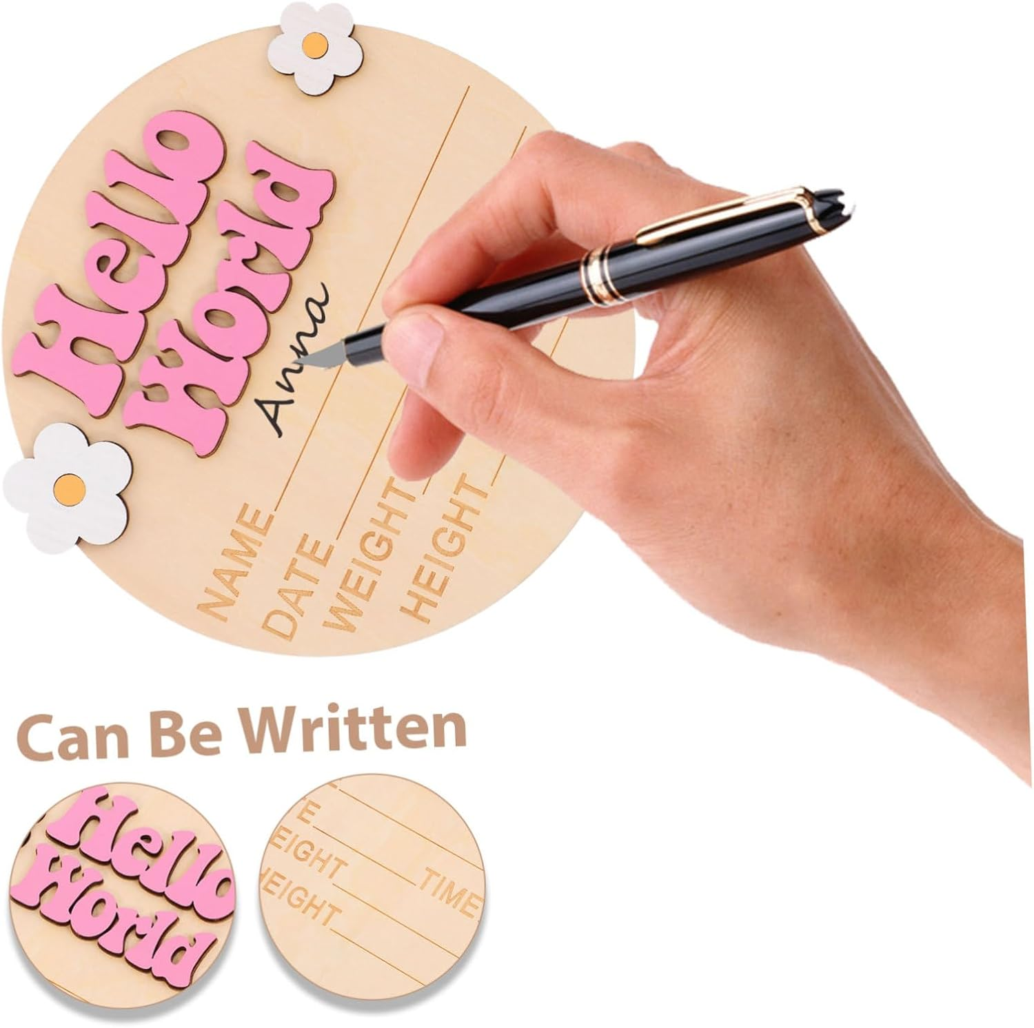 Abaodam Growth Commemorative Card Unisex Birth Announcement Sign Newborn Name Announcement Shower Decor