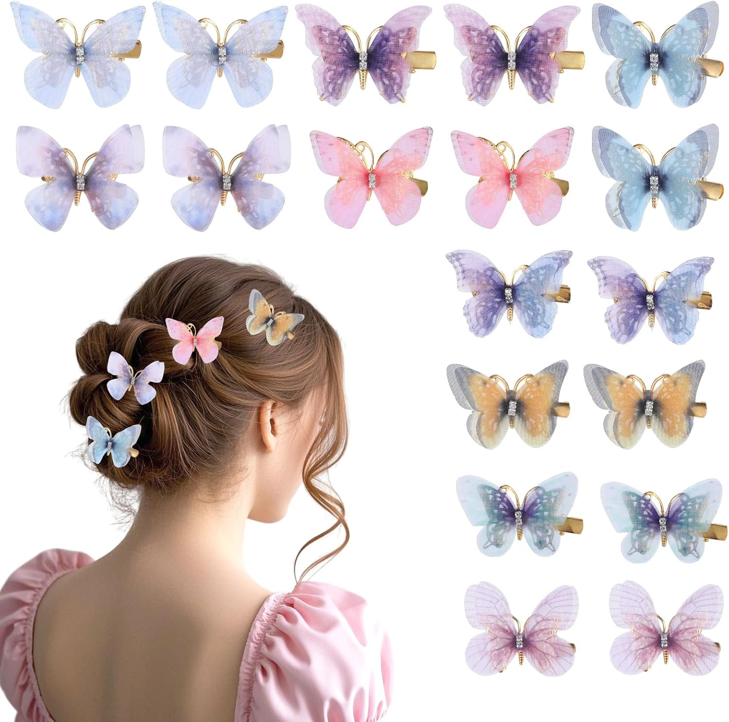 Pack of 18 Butterfly Hair Clips, Hair Clip, Butterfly Hair Clip, Small Children'S Hair Accessories, Girls (Solution 2) image number 1