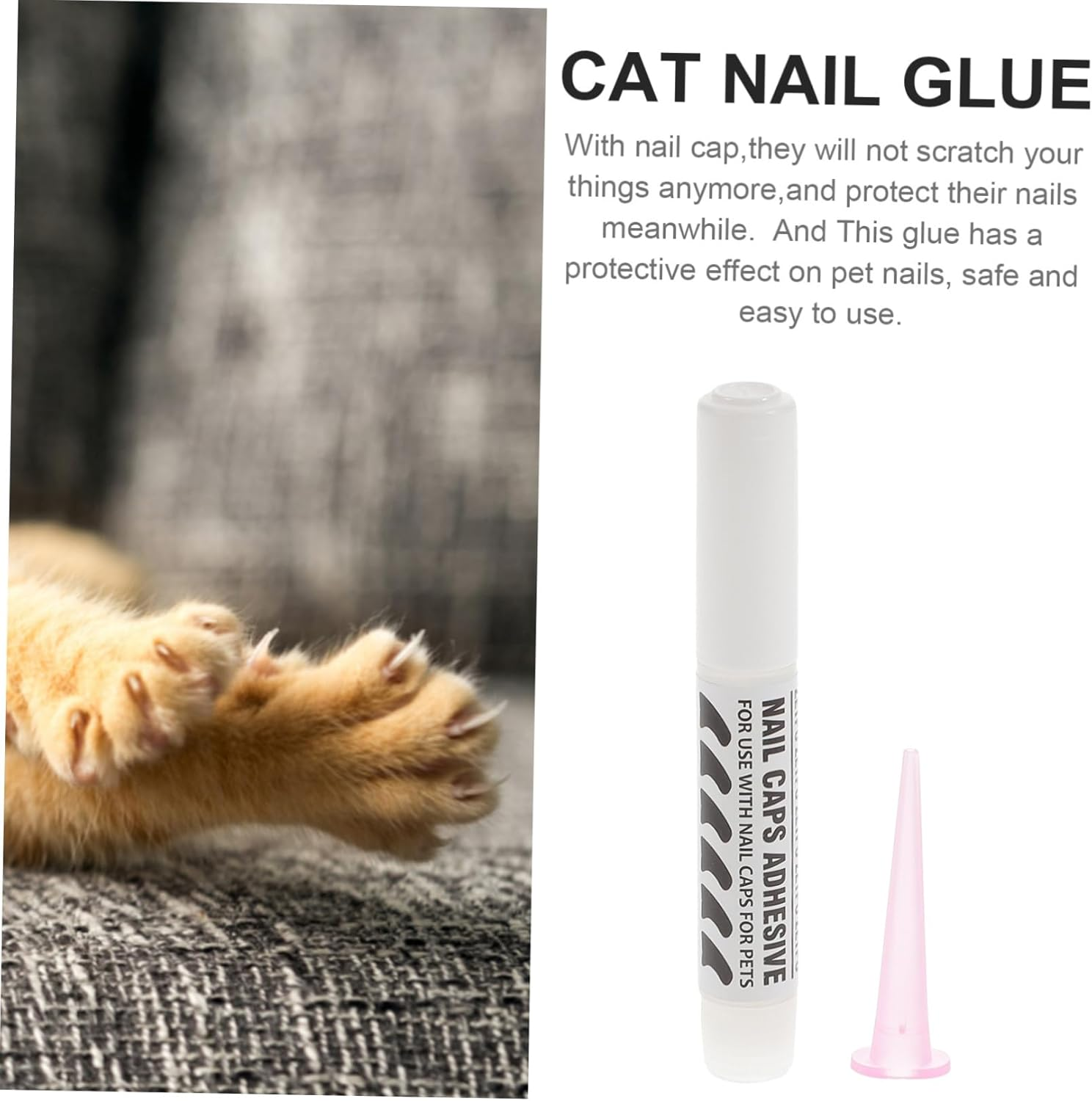 Ipetboom 10Pcs Cat Quick Drying Nail Glue Special Pet Nail Glue Kitten Nail Caps Glue Adhesive Glues for Cat Pet Accessories Pet Adhesive Glue Pointy Soft Claw Nail Set Fingernail image number 6
