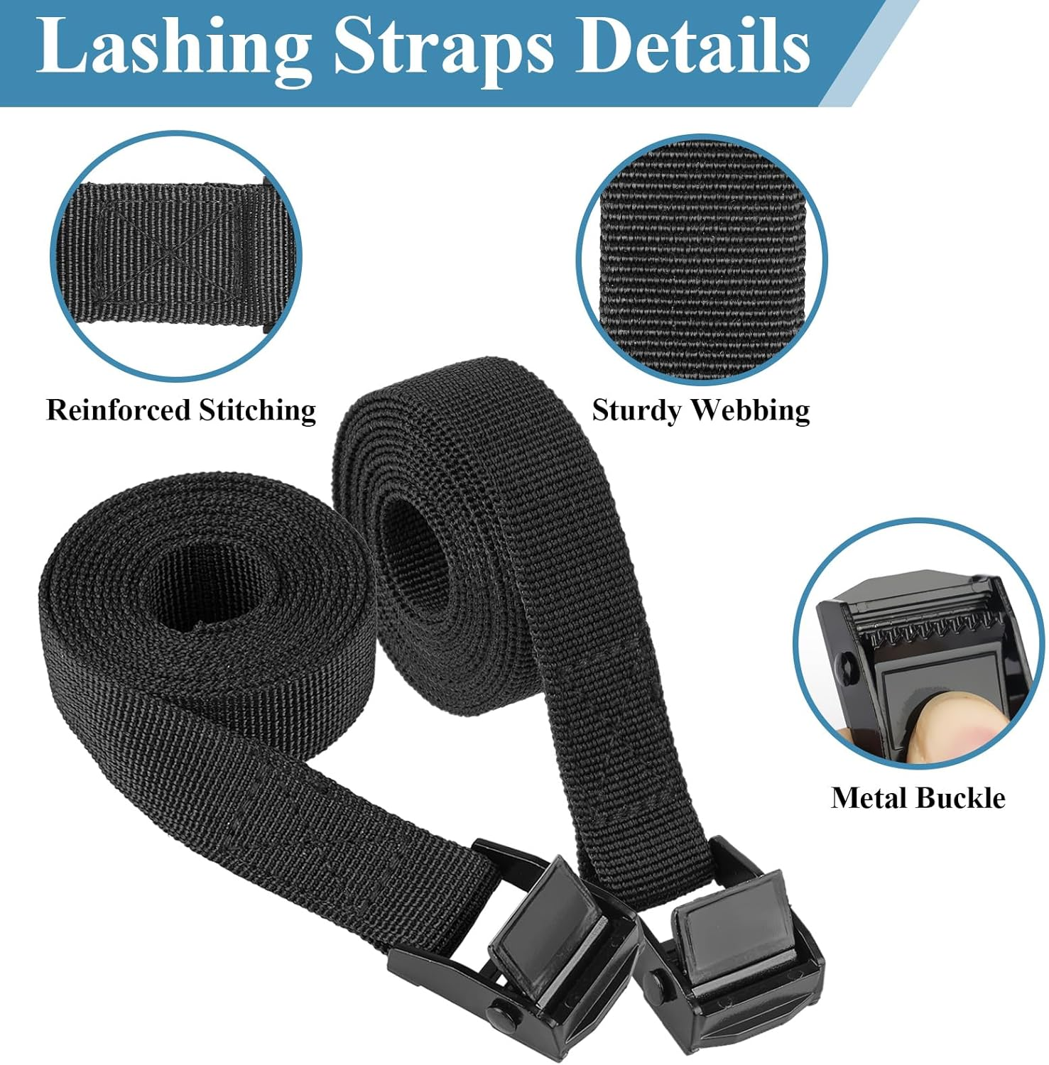 PEASUG Tie down Straps, 4 Pcs Lashing Small Ratchet Straps with Buckles, 0.78" X 5' Adjustable Simple Cinch Cam Pull Suitable for Trucks, Cargo, Luggage Black