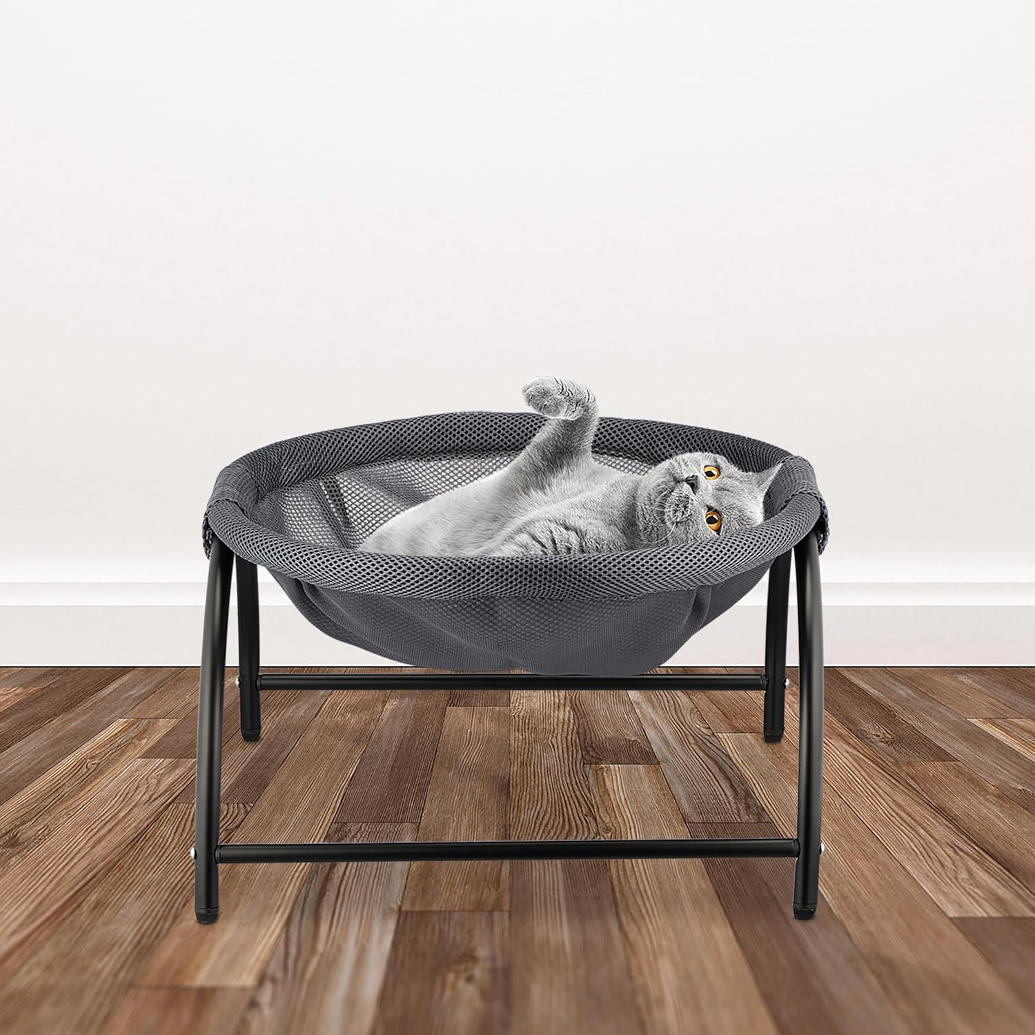 Relaxdays Cat Hammock Standing Raised Cat Hanging Chair H X W X D 25 X 44 X 42 Cm Cat Bed Dark Grey/Black image number 5