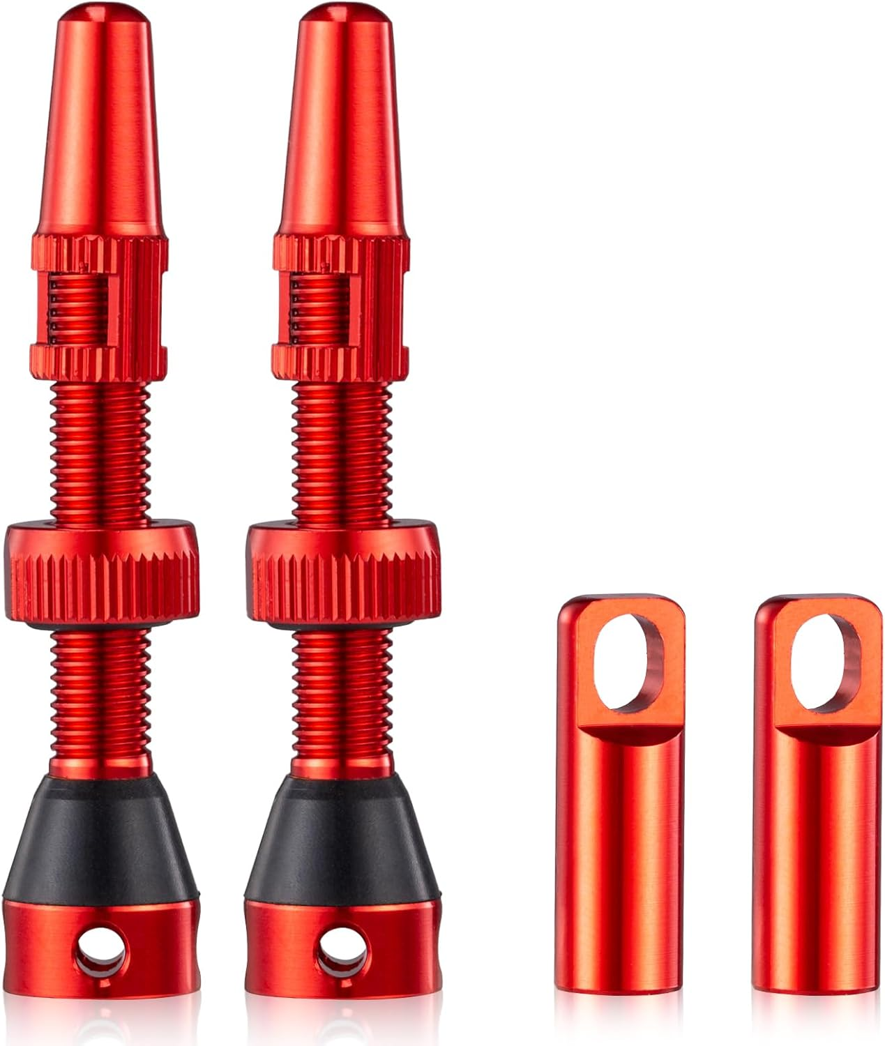 2PCS Tubeless Valves, Red, Quality Super Light Alloy Presta Valve Stem(44 Mm) - Black image number 5