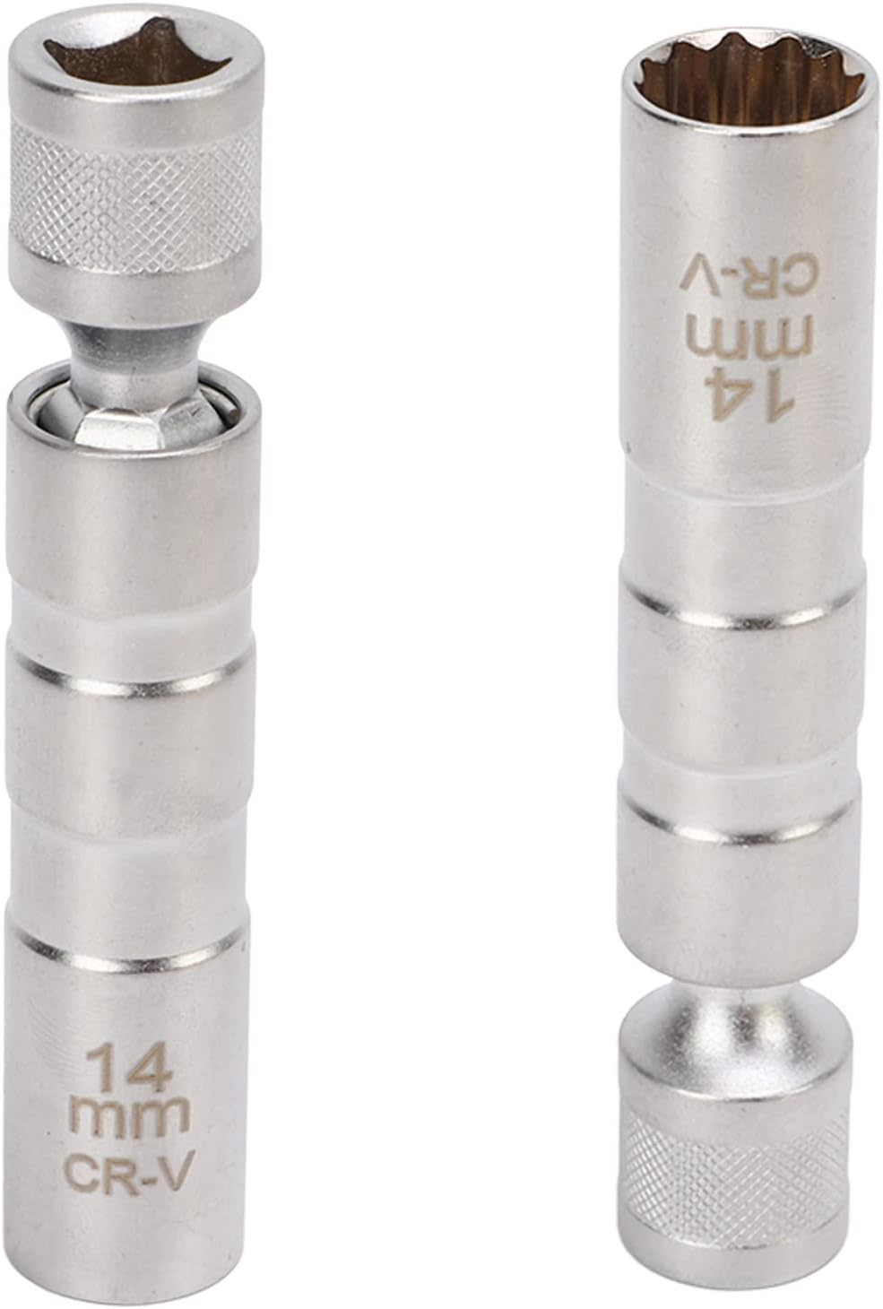 Magnetic Swivel Spark Plug Socket, Chrome Vanadium Alloy Steel 3/8In Drive Wobble Spark Plug Sleeve 14Mm Base for Car image number 2