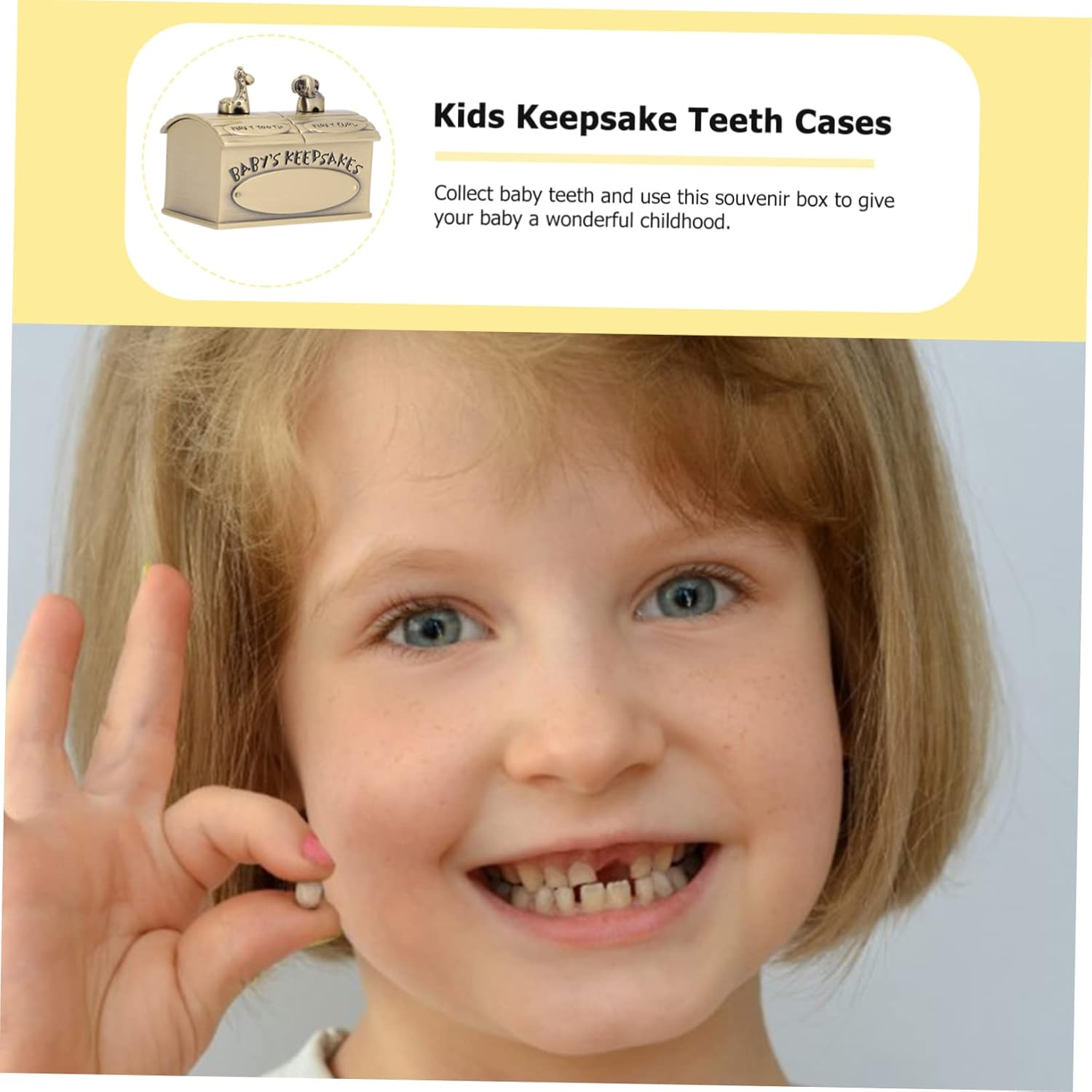 Retro Style Metal Teeth Case Animal Patterns Keepsake Box for Boys Girls