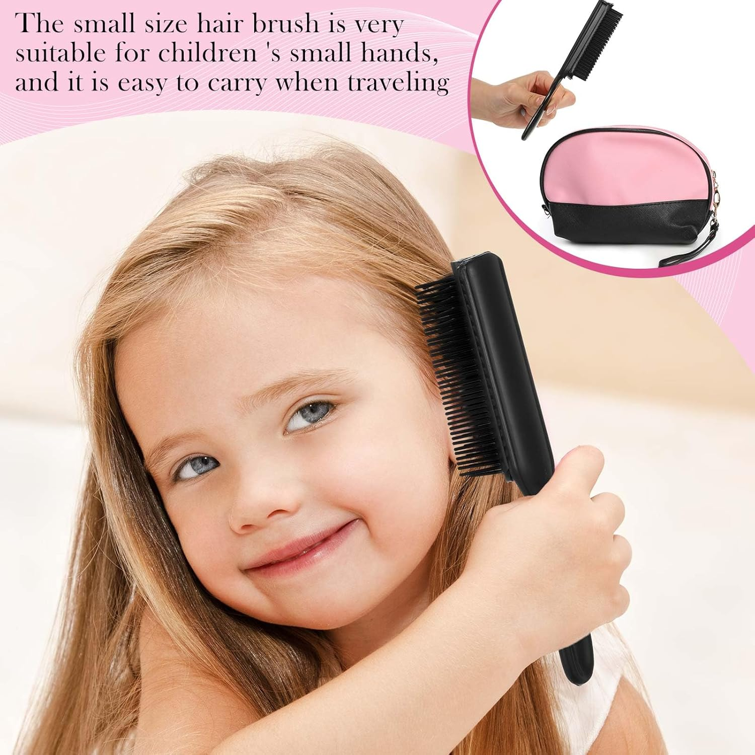 Patelai 3 Sizes 9-Row and 5-Row Cushion Nylon Hair Brush for Natural Hair, Travel Detangling Brush Comb for Women Men Volumizing Shaping Separating Defining Curls Hair Salon (Black) image number 6