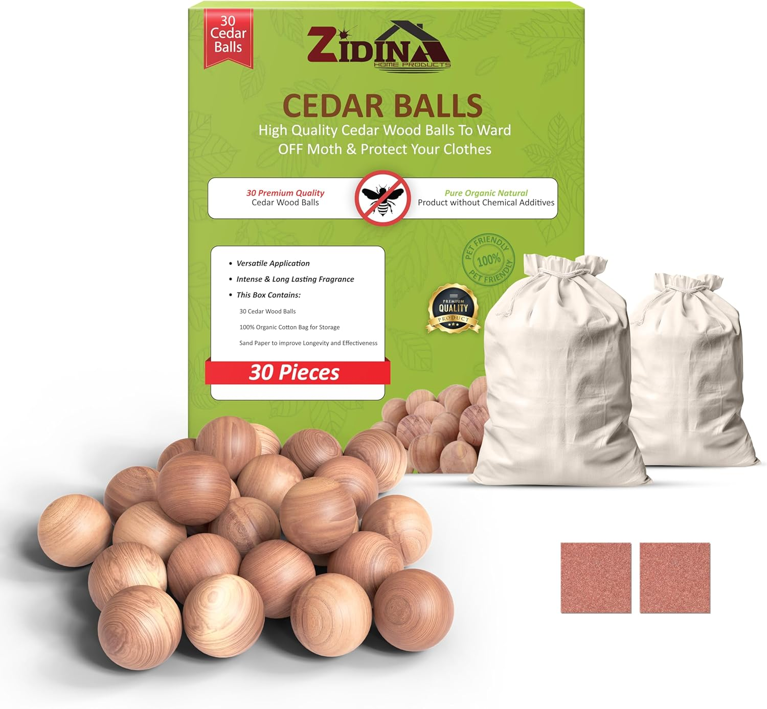 Moth Balls 30 Pack &ndash; 100% Natural Cedar Balls, Chemical-Free Cedarwood Moth Repellent for Wardrobes and Drawers | Long-Lasting Moth Balls for Clothes Storage, Drawers & Closets