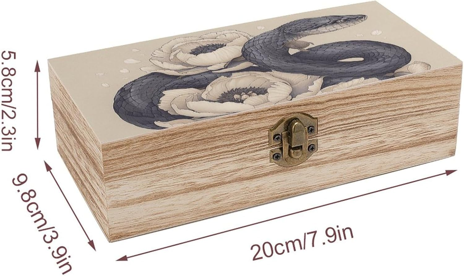 Black Snake and Flower Wooden Box Wood Wedding Keepsake Boxes with Lids Small Decorative Boxes Lightweight Wooden Memory Storage Box for Crafts Keepsakes Jewelry Photo Letter Storage image number 2