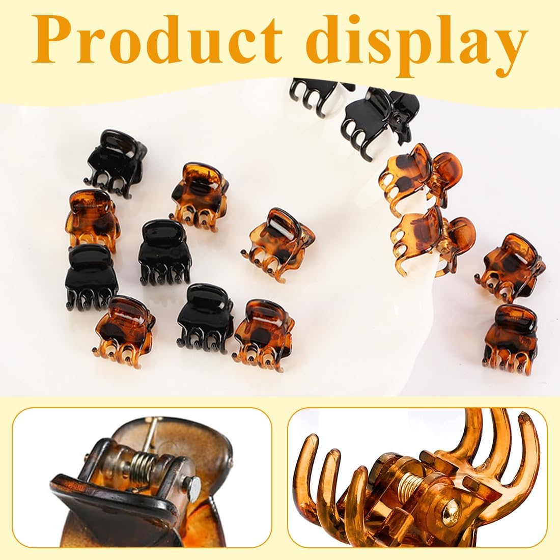 Weddhuis Pack of 36 Mini Hair Clips, Small Hair Clips, Claw Clips, Non-Slip Grip for Design, Children and Adults (1 Cm) (Black, Brown, White) image number 3