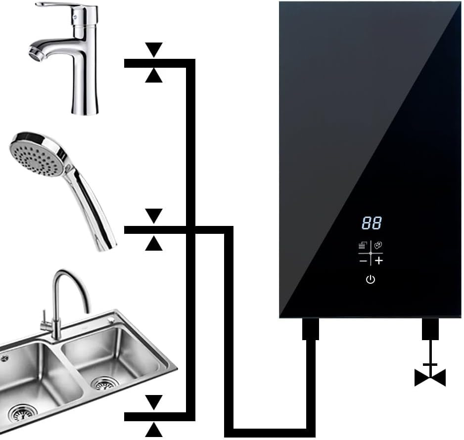 ALSTON 8800W Instant Hot Water Heater 220V Tankless Hot Water on Demand under Sink Bathroom with Digital Temperature Display Kitchen Saving Energy Black image number 5