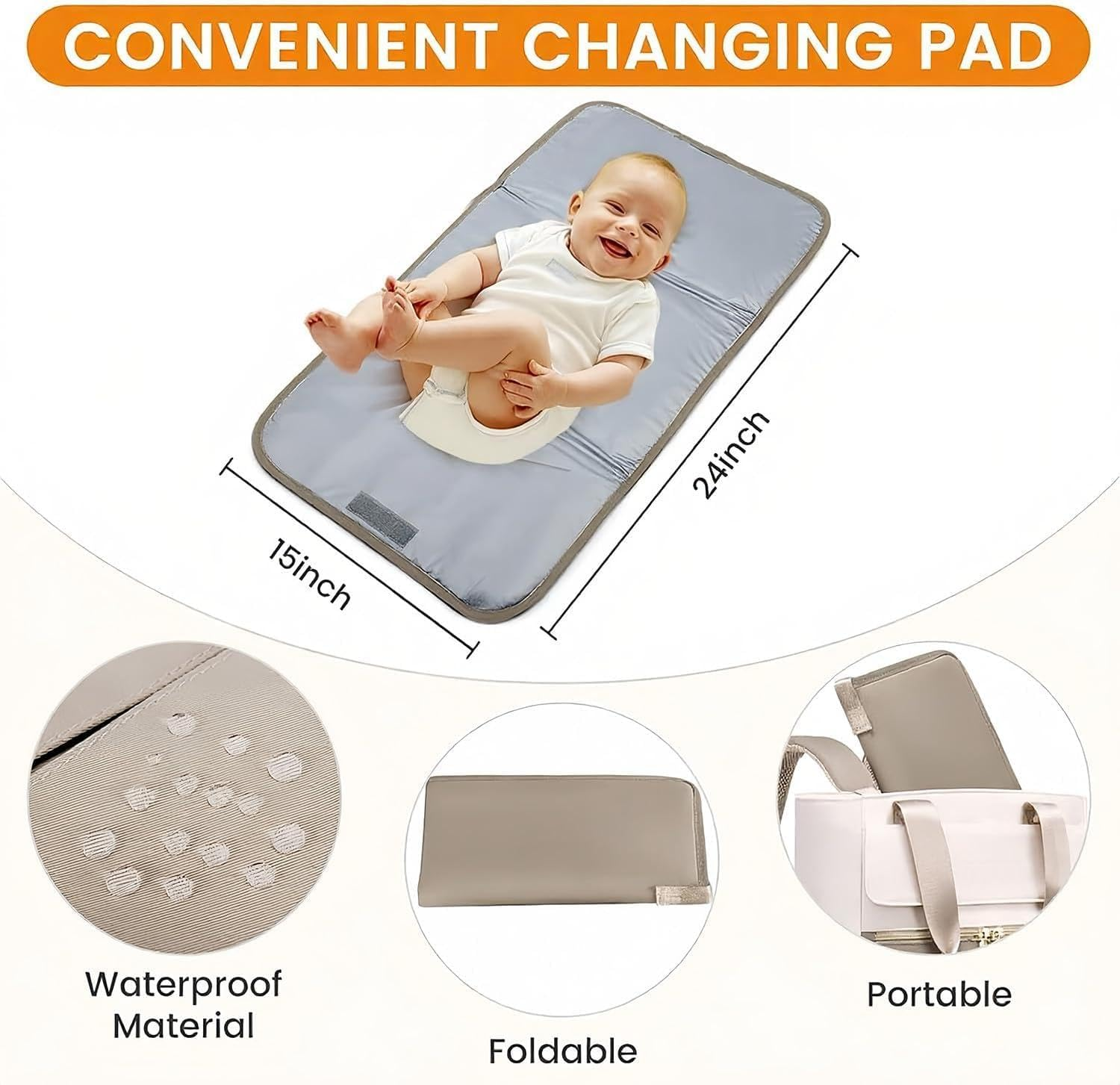 Baby Diaper Bag Backpack, Large Waterproof Travel Diaper Bag with Changing Pad, Insulated Bottle Pockets, Pacifier Case, Convertible Tote, for Unisex Baby (Coffee Beige) image number 3