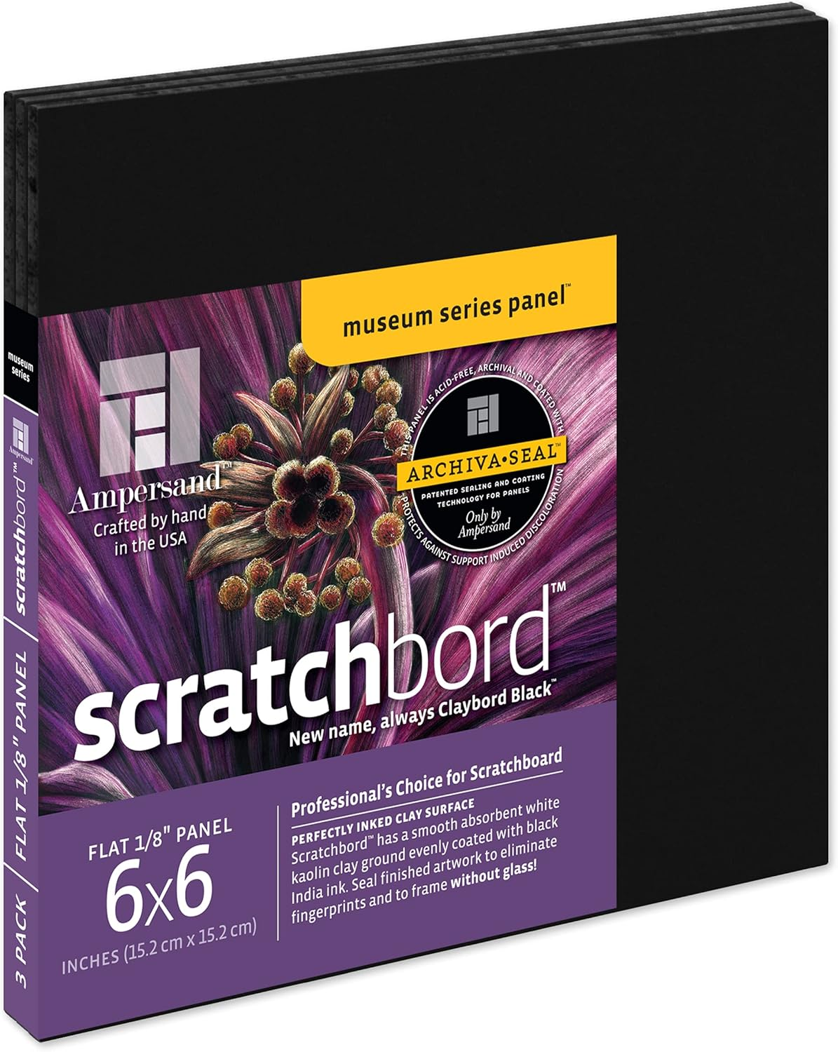 Ampersand Art Supply Scratch Art Panel: Museum Series Scratchbord, 1/8 Inch Flat Profile, 9" X 12"