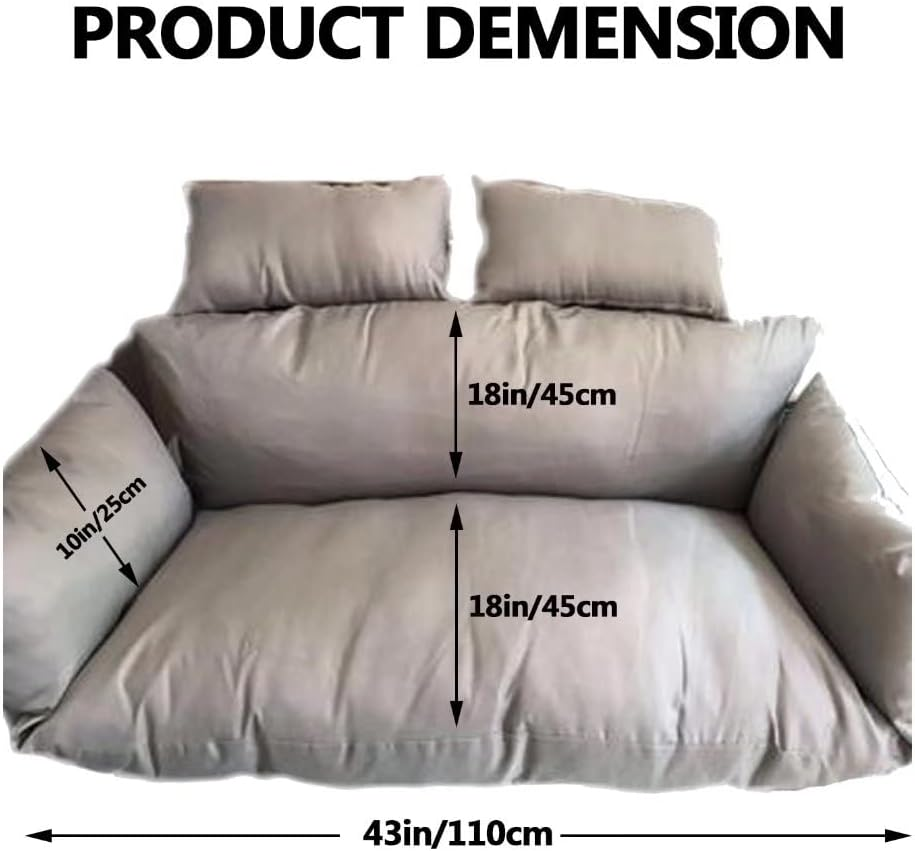 Hanging Swing Chair Seat Cushion for Garden Furniture, Waterproof Double Papasan Chair Cushion with Pillow, Large Thicken Hanging Egg Hammock Chair Cushion Replacement for Patio Flower image number 1