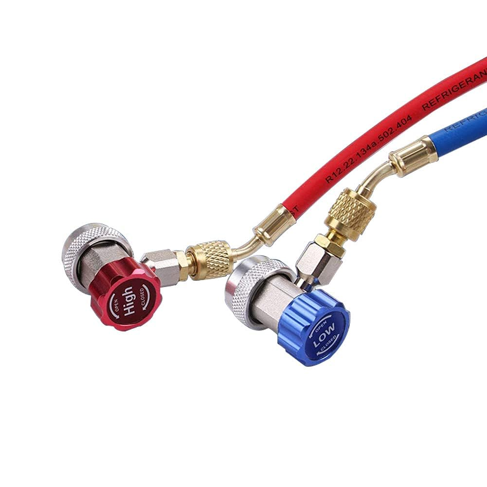 2PCS Car AC R134A Quick Connectors System Port Adapters Couplers Low High Set Conversion Kit for HVAC Auto Air Conditioning with Manifold Hose Gauge (1/4"-T Shape) image number 6