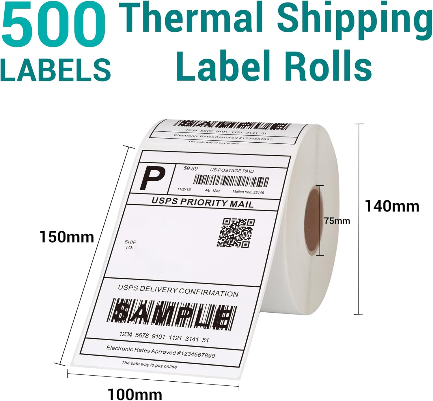 ETSUKOU Premium 4X6 Thermal Shipping Labels &ndash; 500 Pack (Roll) | High-Durability Japanese Base Paper | Water, Abrasion, Oil, & Alcohol Resistant image number 3