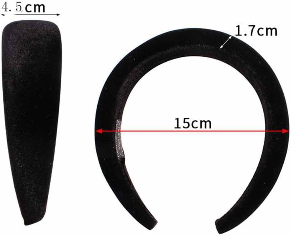 SHTGOI Headband Velvet Fabric Sponge Thick Headband Retro Style Padded Hair Band Soft Non-Slip Candy Colour Wide Headbands Outdoor Elegant Headpiece for Women and Women White
