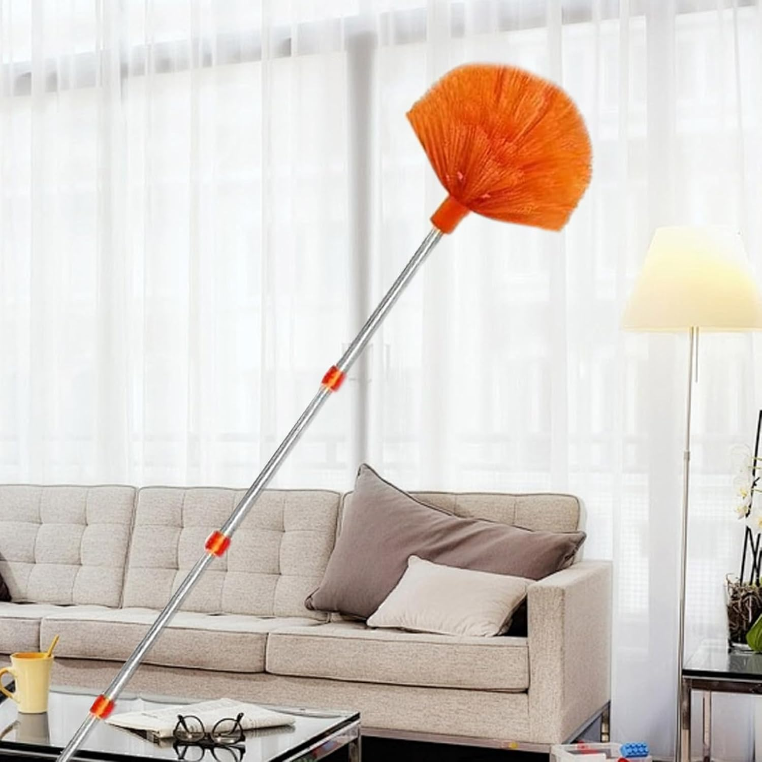 6M High Reach Dusting Kit with 4.25M Extension Pole | High Dusters, Microfiber Long Handle Cobweb Duster, Multi-Function Ceiling Fan Brush for Dusting Cleaning Window Lampshade Shelf image number 2