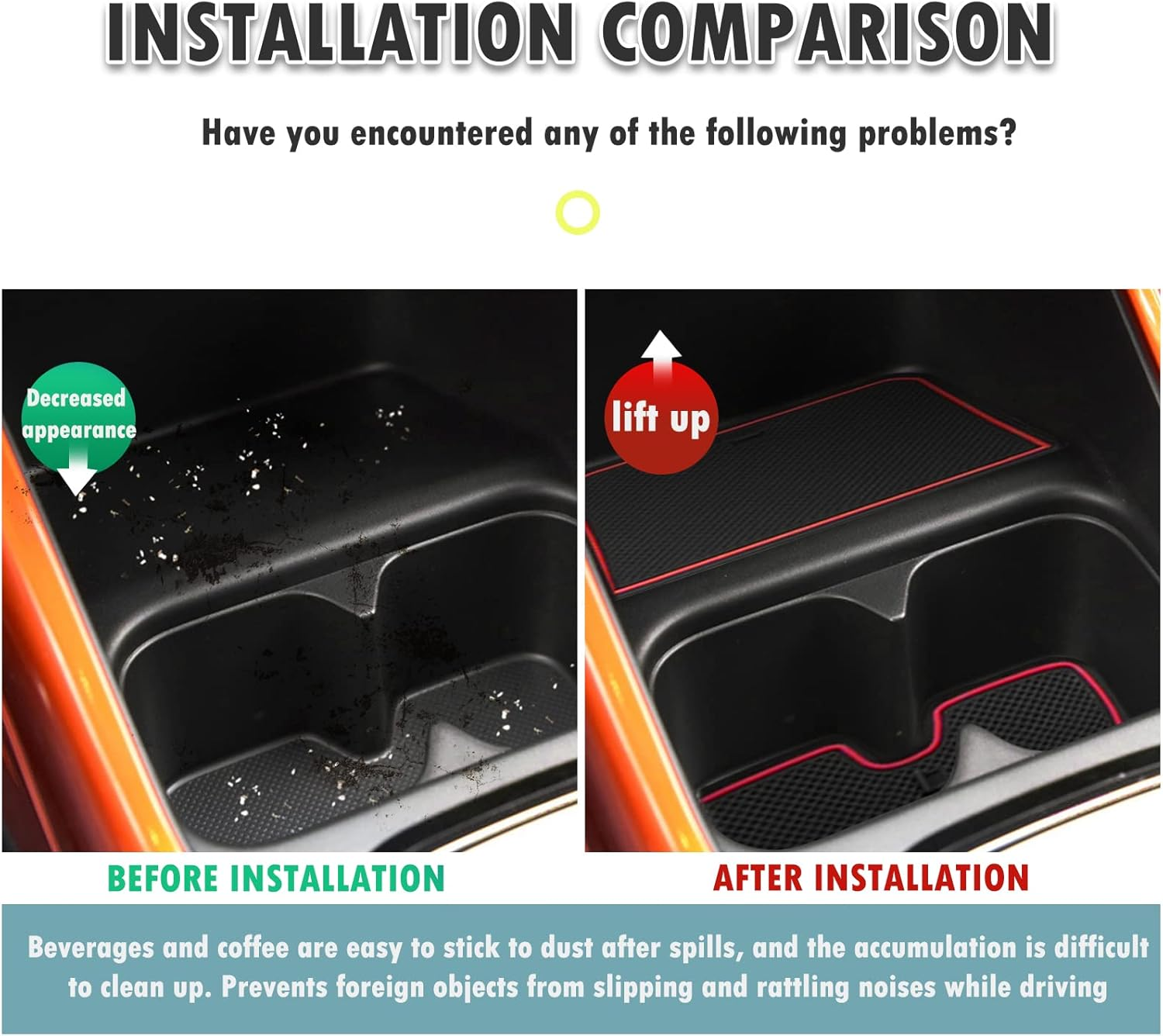 SHAOHAO Compatible with Suzuki Ignis MF 2017-2023 Anti-Dust Non-Slip Inner Door, Cup, Arm Box, Storage Mat, Inner Door Rubber Mats, 15 Pieces (Red) image number 5