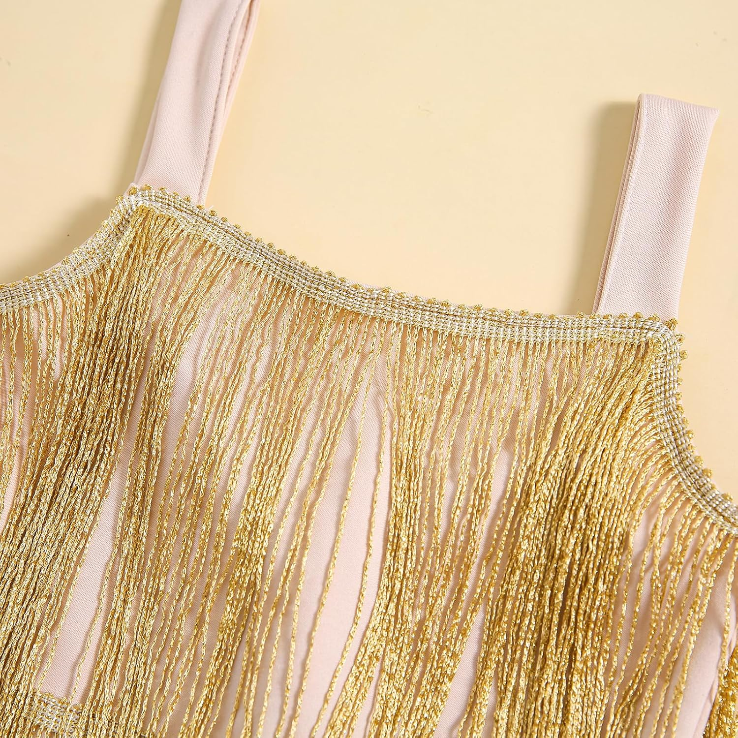 Qiylii Kid Girls Sequin Fringe Tassel Dress Sleeveless Dance Twirly Dresses Sparkly Latin Dress Concert Outfit Gift Children