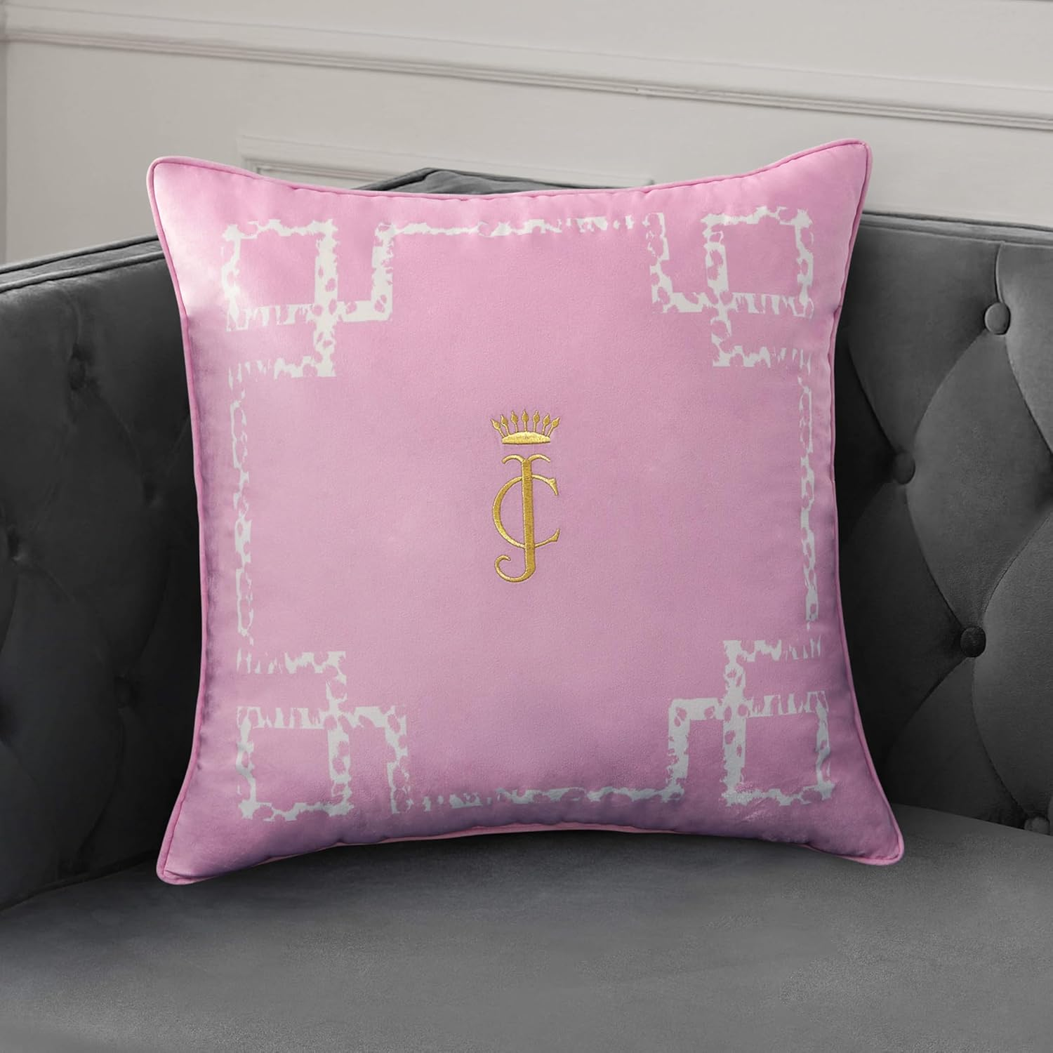 Juicy Couture Decorative Accent Throw-Pillows, 20"X20", Lattice Rose Pink