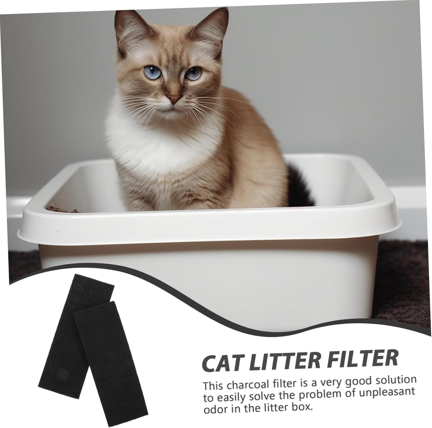 FUTUREORYY 2Pcs Charcoal Cat Litter Tray Filters Odor Absorbing Activated Carbon Inserts for Litter Box Pet Odor and Practical for Cat Toilets image number 6