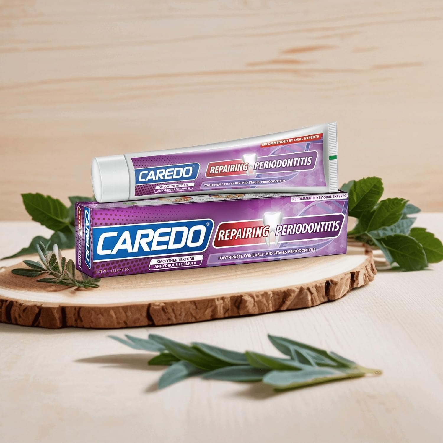 CAREDO Toothpaste for Receding Gums, Gingivitis & Periodontitis, Gum Repair Gum Disease Treatment, Plaque Removal, Bleeding Gums & Bad Breath Care, Fluoride Free Periodontal Toothpaste 3.52OZ image number 2