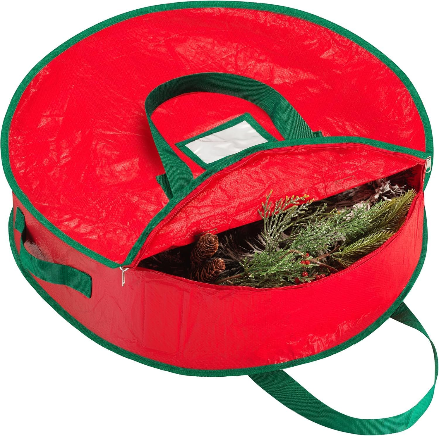 Christmas Storage Bag - Made from Heavy-Duty Tarp Material with Reinforced Zipper and Handles for Easy Wreath Access. Protects Your Holiday Wreath from Dust. (36" X 8") image number 1