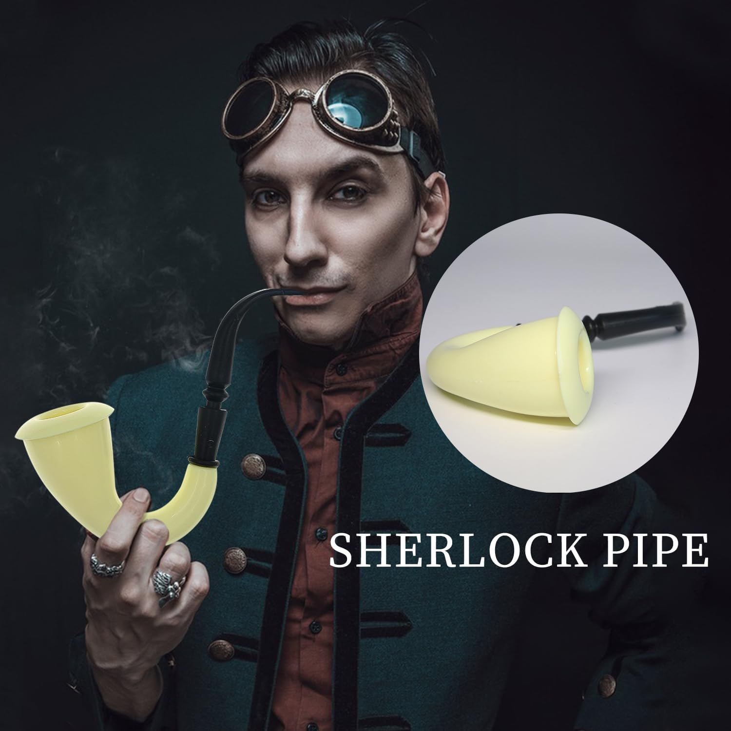 HAICN 2Pcs Sherlock Holmes Style Pipe Fancy Dress Accessory Detective Spy Secret Agent Historical World Book Day Outfit for Children Kids image number 2