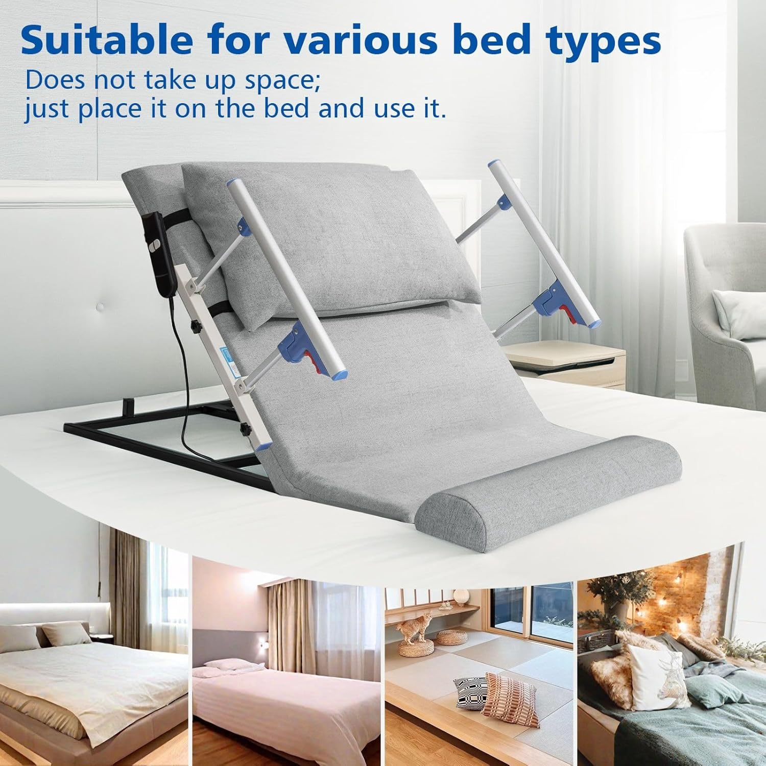 Electric Lift Backrest Bed Power Lifting Bed Backrest Sitting Backrest Bed Support Medical Pillow Lift Electric Auxiliary Backrest for Pregnant Women Elderly Patients Senior Disability