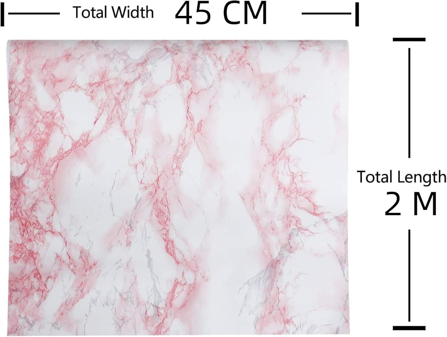 Pink Marble Self-Adhesive Wallpaper Roll - 45Cm&times;200Cm - Kitchen, Furniture, and Wall Stickers - Removable Granite Contact Paper - Ideal for Book Desk, Vanity, DIY - Waterproof image number 2