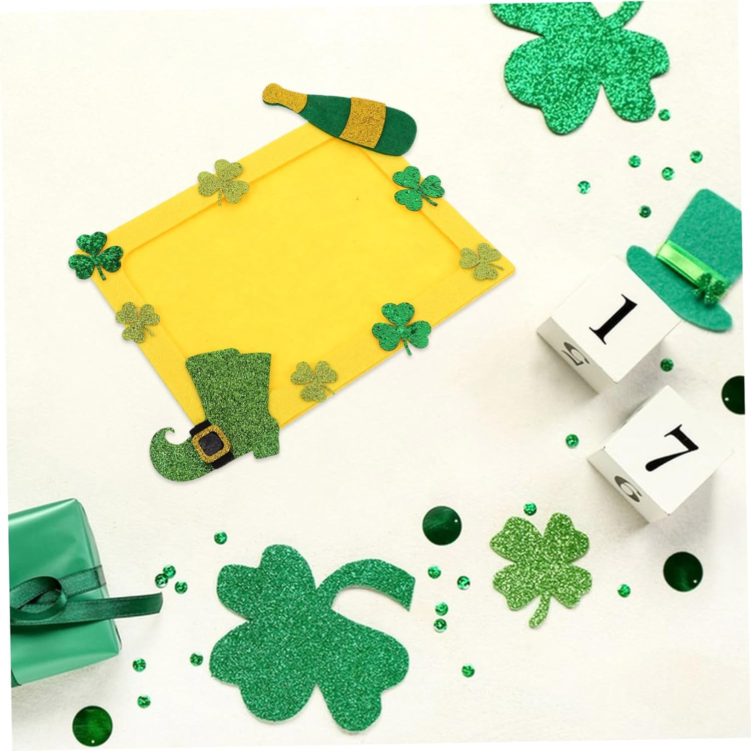 DIY Patrick'S Day Photo Frame with Green Shamrock Pattern Unfinished Craft Frame for Decoration for Home and Office Festive Displays image number 6