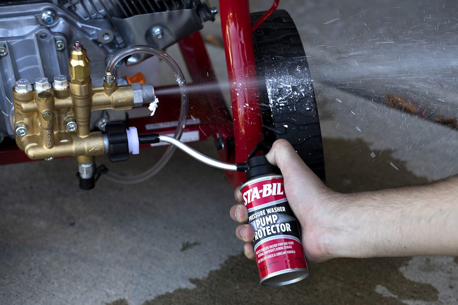 STA-BIL Pump Protector - Protects Pressure Washer Pumps and Other Internal Components during Storage, Next Gen Anti-Freeze and Lubricant Formula, 4Oz (22007), Red image number 1