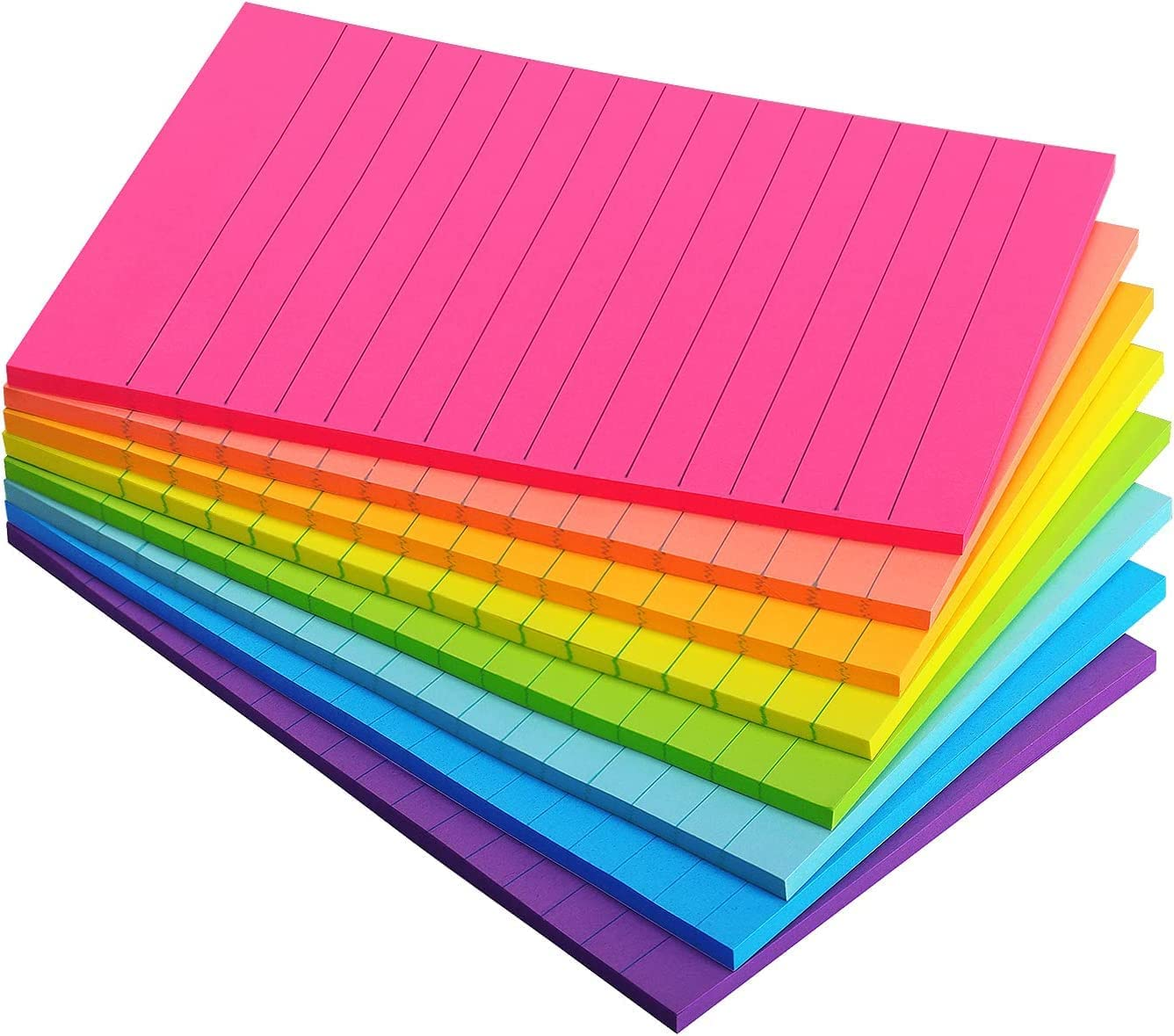Eastern Wolf 8 Pads Lined Sticky Notes 4X6 Sticky Notes with Lines Self-Stick Note Pads 8 Bright Multi Colors, 35 Sheet/Pad image number 1