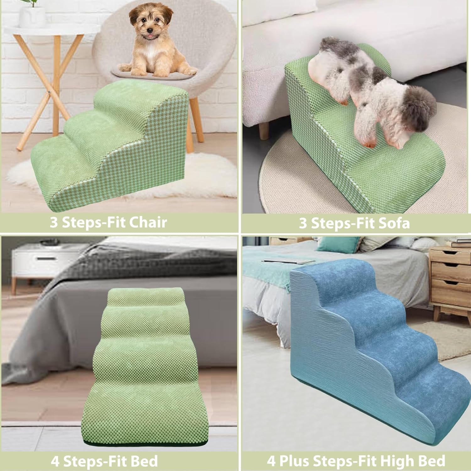 Kopmath Dog Stairs for Beds and Couches, 4-Tiers Dog Steps, Sturdy and Stable, Strong-Support High Density Foam, Protect Pets Joints, Non-Slip Bottom Design,18.1" H image number 3