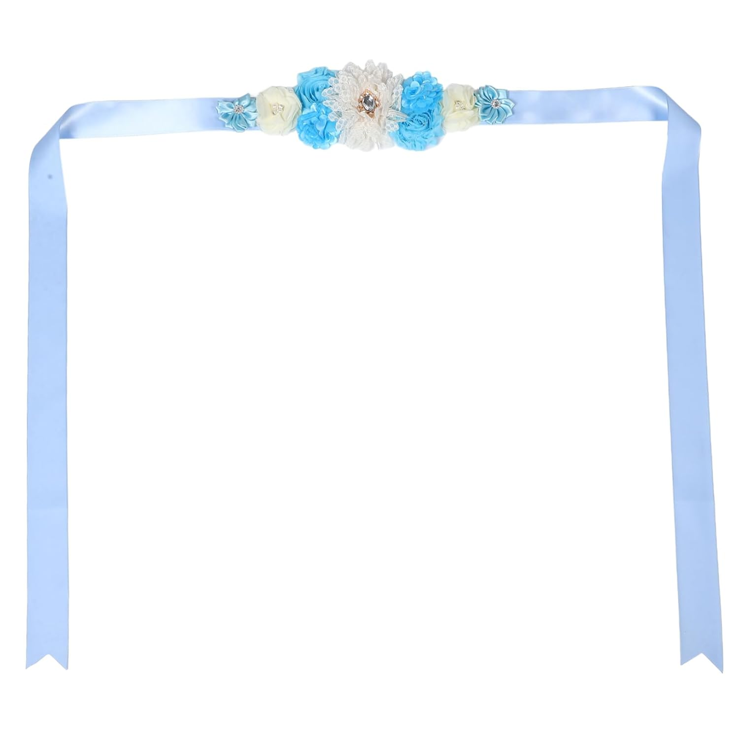 2Pcs Beige Maternity Sash Belt for Shower Decorations Pregnancy Keepsake Flowers Rhinestones for Photoshoots Expectant Mothers