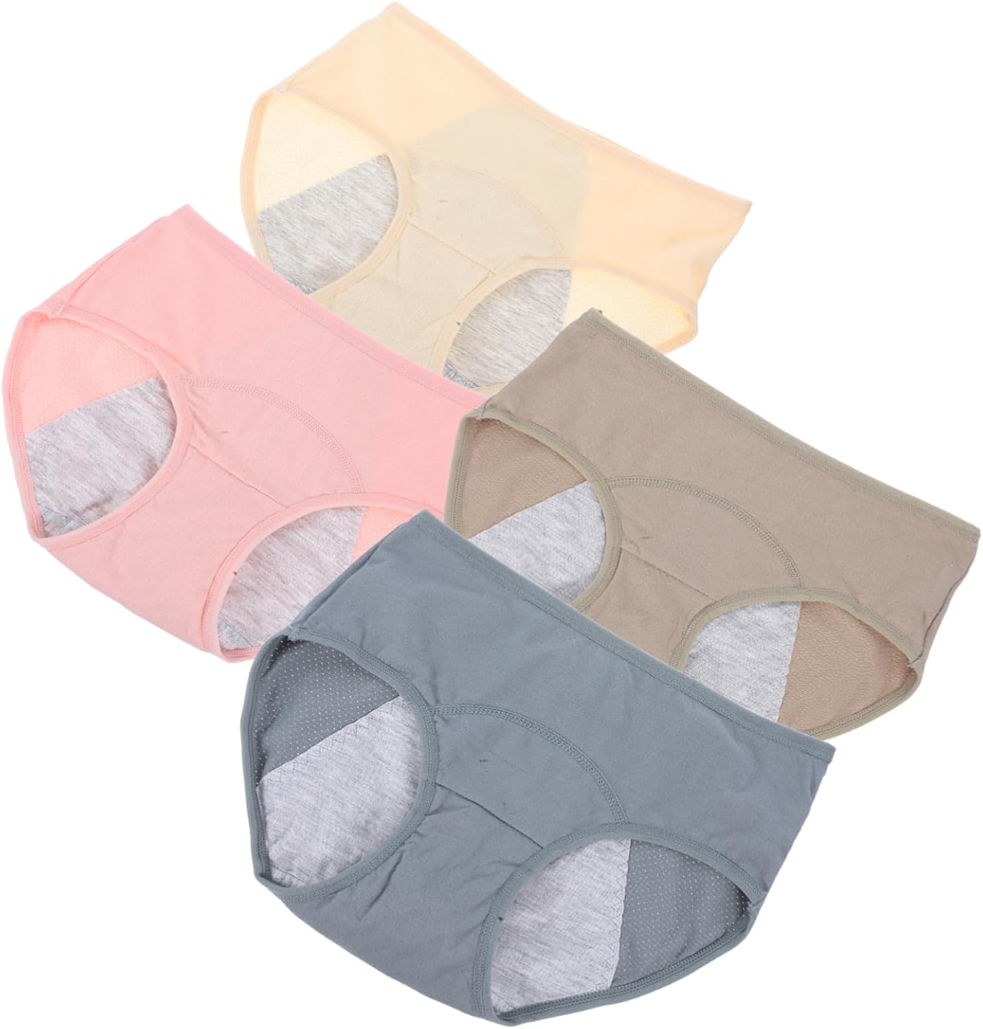 Gatuida 4Pcs Women'S Period Underwear Leakproof Cotton Briefs for Heavy Flow Days Soft Breathable Period Panties Rise for Daily Use image number 6